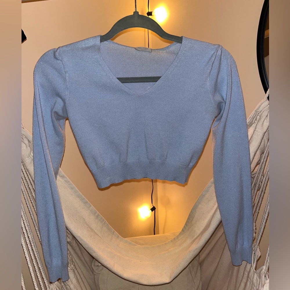 Cropped blue Brandy Melville sweater